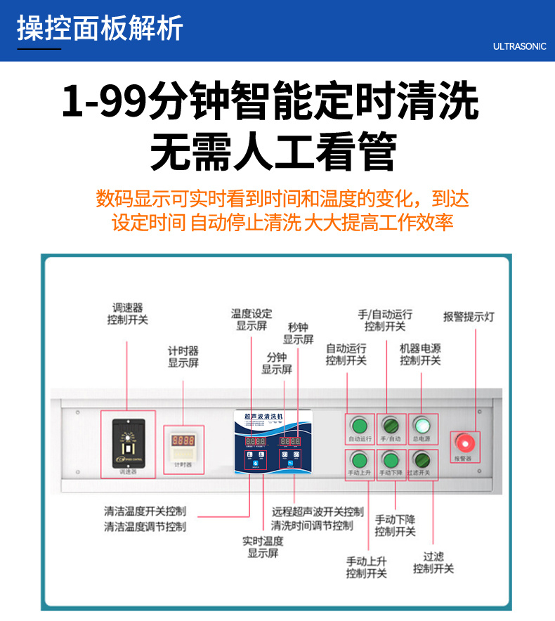 264L 3000W冠博仕GM60264SL單槽超聲波清洗機帶過濾循環(huán)升降系統(tǒng)