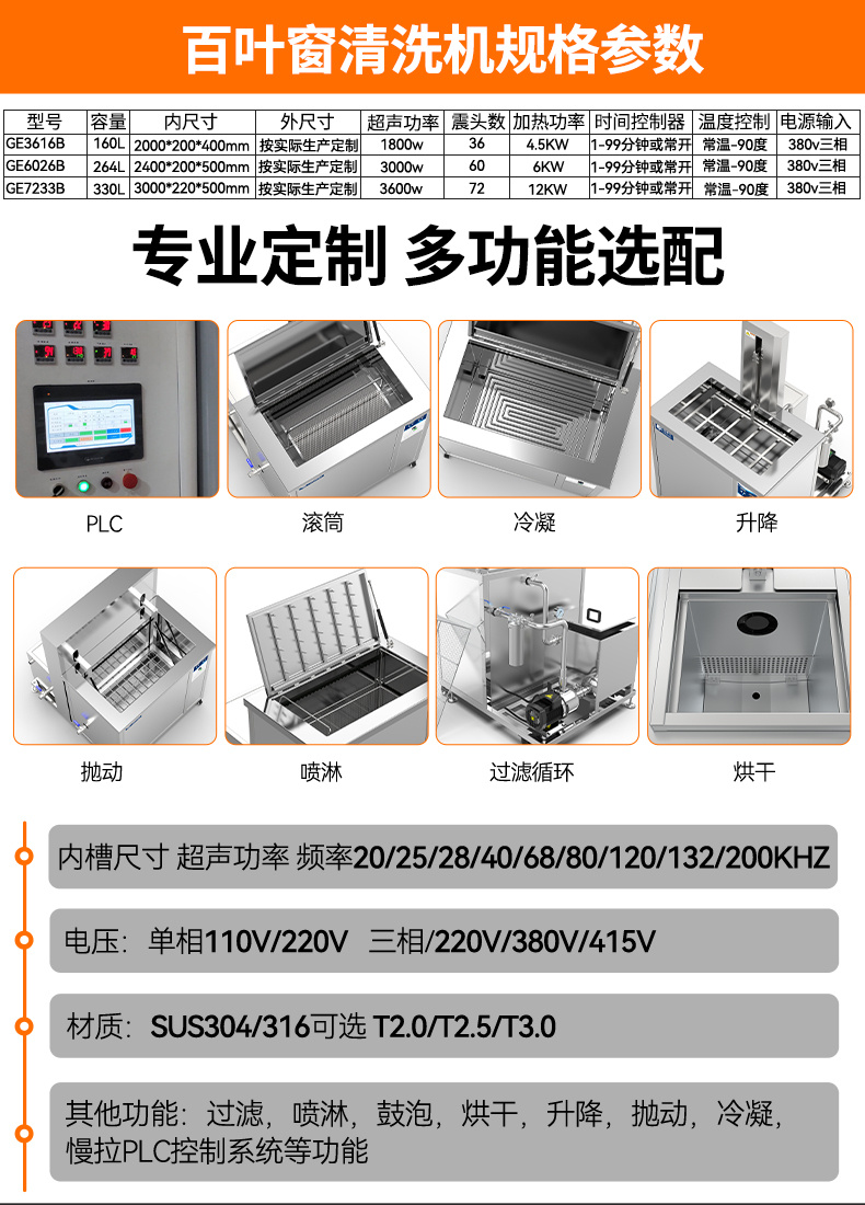 冠博仕GE6026B專業百葉窗超聲波清洗機 | 264L/3000W | 可清洗多種百葉窗 支持定制