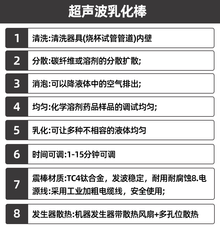 冠博仕GR-2100超聲波乳化震動棒 | 1000W 20kHz 鈦合金探頭